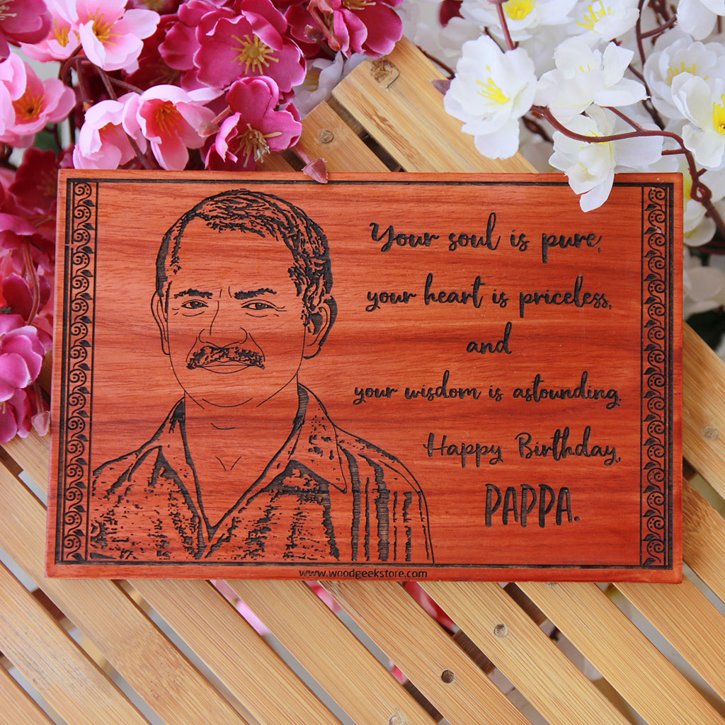 Customized Wooden Poster For Dad - Wooden Frame Engraved With An Image Of Your Beloved Father - Looking For The Best Father's Day Gifts ? These Customized Wood Wall Decor From The Woodgeek Store Are Great Father's Day Gift Ideas