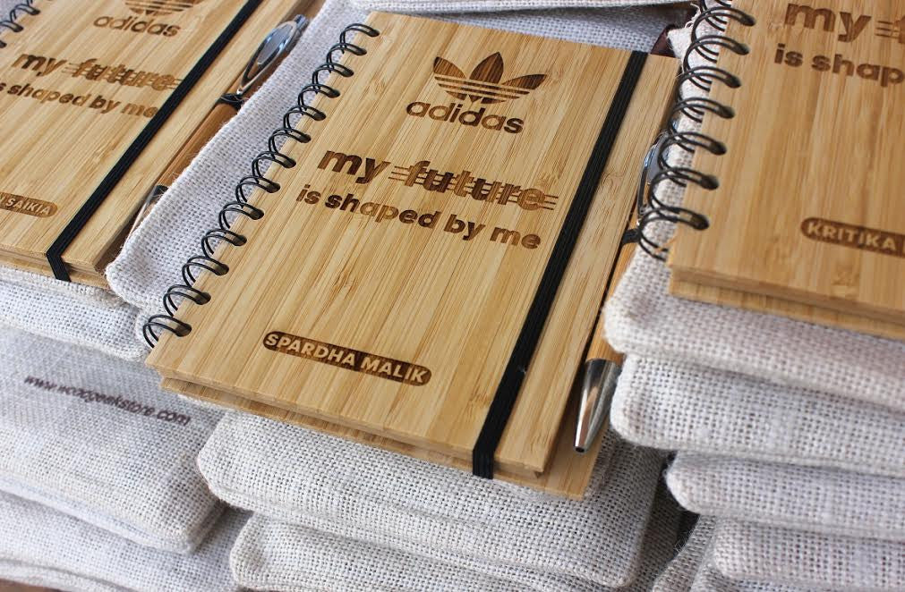 Corporate Bulk Orders - Custom wood journal for Adidas - Woodgeek Store