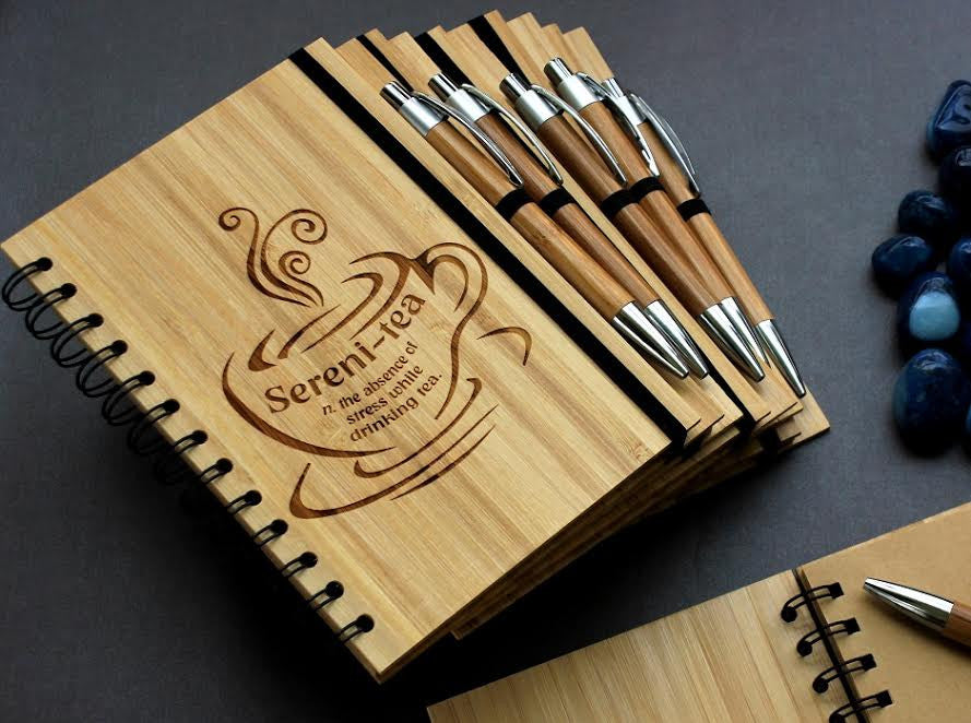 Corporate Bulk Orders - Custom wood journal for tea lovers - Woodgeek Store