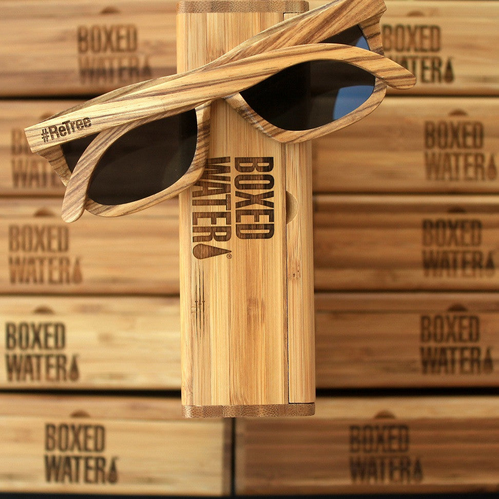 Custom Zebrawood Wooden Sunglasses for Boxed Water Is Better - Corporate Gifts - Woodgeek Store