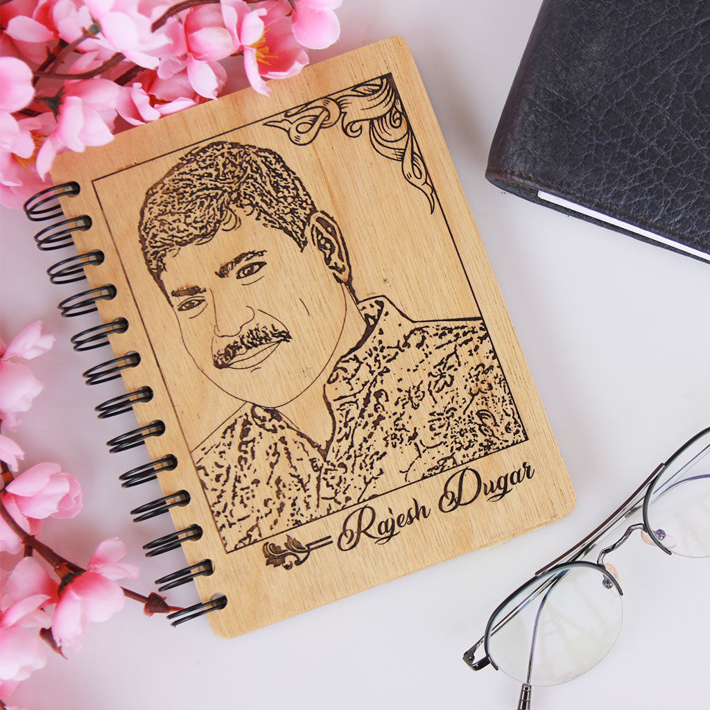 Customized Wooden Notebook For Dad - This Photo On Wood Makes A Perfect Father's Day Gift - This Writer's Journal Is An Affordable Gift For Father From The Woodgeek Store