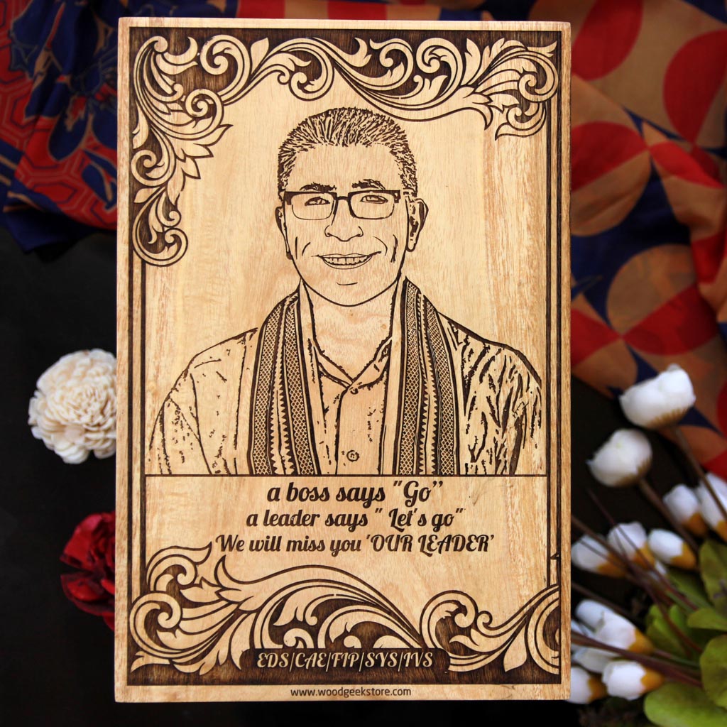 Customized Wooden Frame For Boss - These custom photo gifts make perfect farewell gifts for boss - Looking for best gift ideas for boss ? This carved wooden poster makes the best personalized gift for boss or co-workers