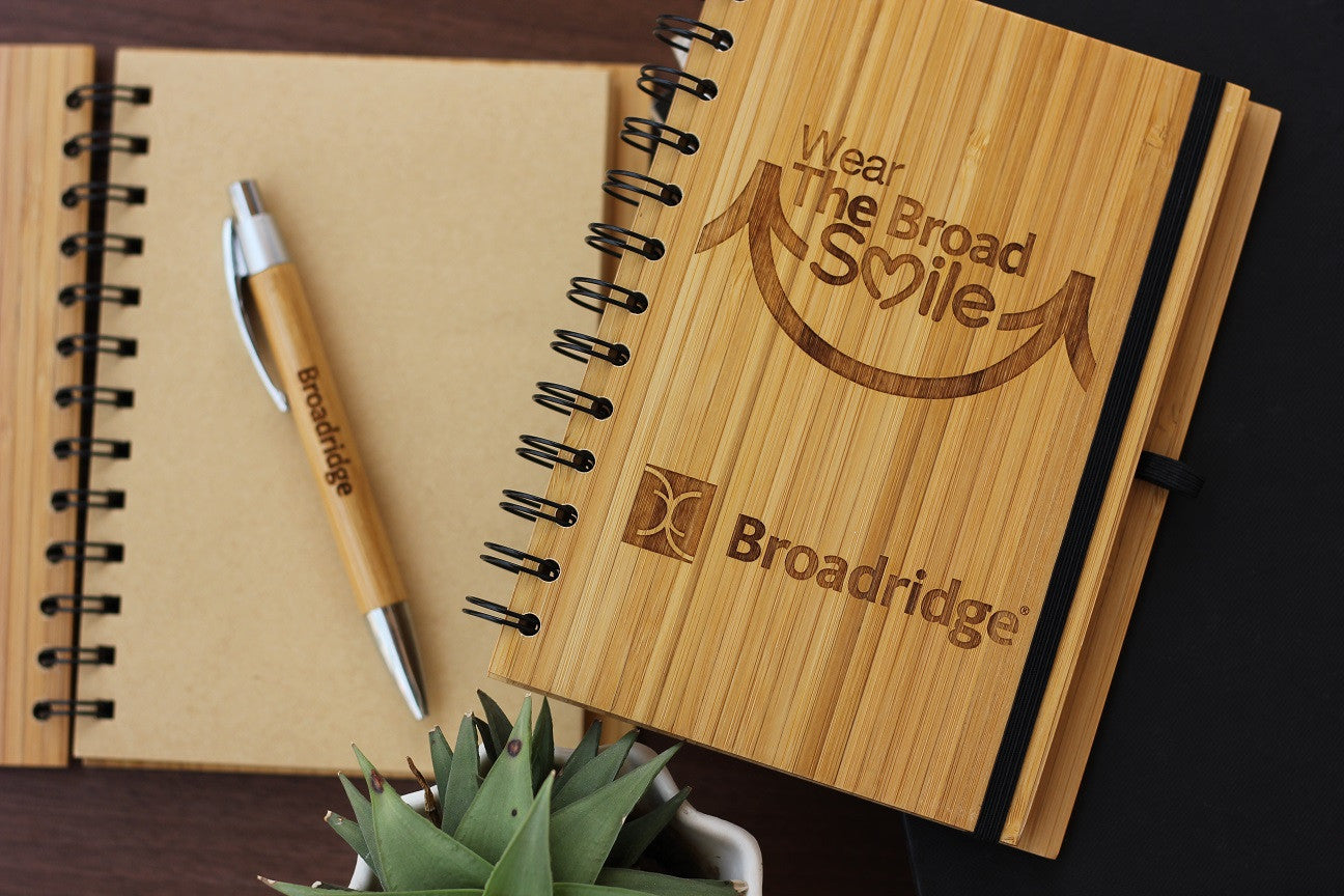 Custom Corporate Gifts - Logo engraved Notebooks - Wood Journal - Woodgeek Store