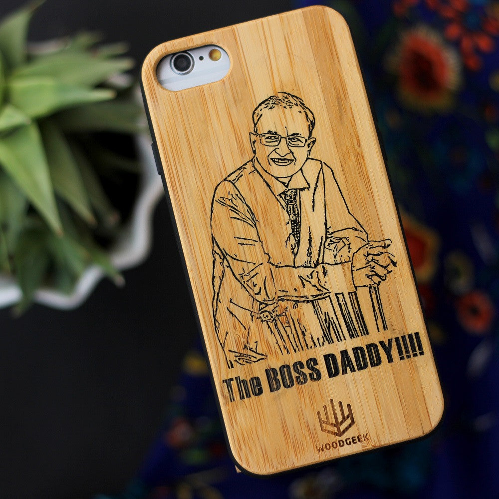 Custom Engraved Phone Case for Dad - Bamboo Wood Phone Case Engraved With Image - Personalized father's day Gifts - Woodgeek Store