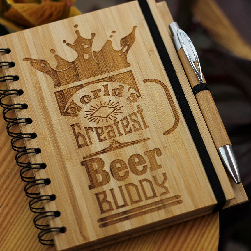 World's Greatest Beer Buddy - Best friend Notebook - Best friend gifts - Gifts for friends - Friendship Gifts - Friendship day Gifts for best friend - Wooden Notebook - Personalized Notebook - Woodgeek Store