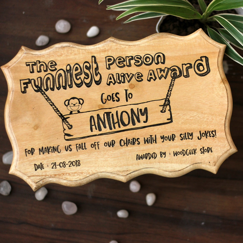 Gifts for Brothers - Gifts for Sisters - Rakhi Gifts - Personalised Gifts - Custom Certificates - Funniest Person Award - Woodgeek Store