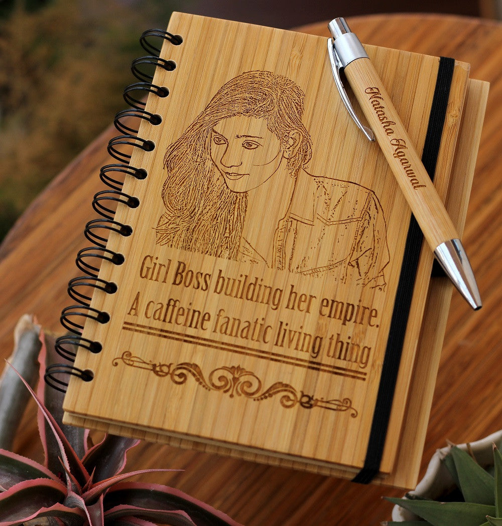 Girl Boss Work Journal - Custom Wood Notebook -Woodgeek Store