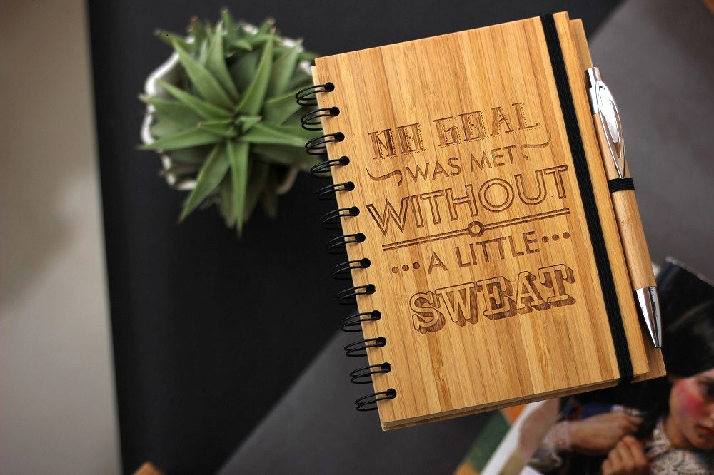 Workout Journal, Handcrafted Wood Journal