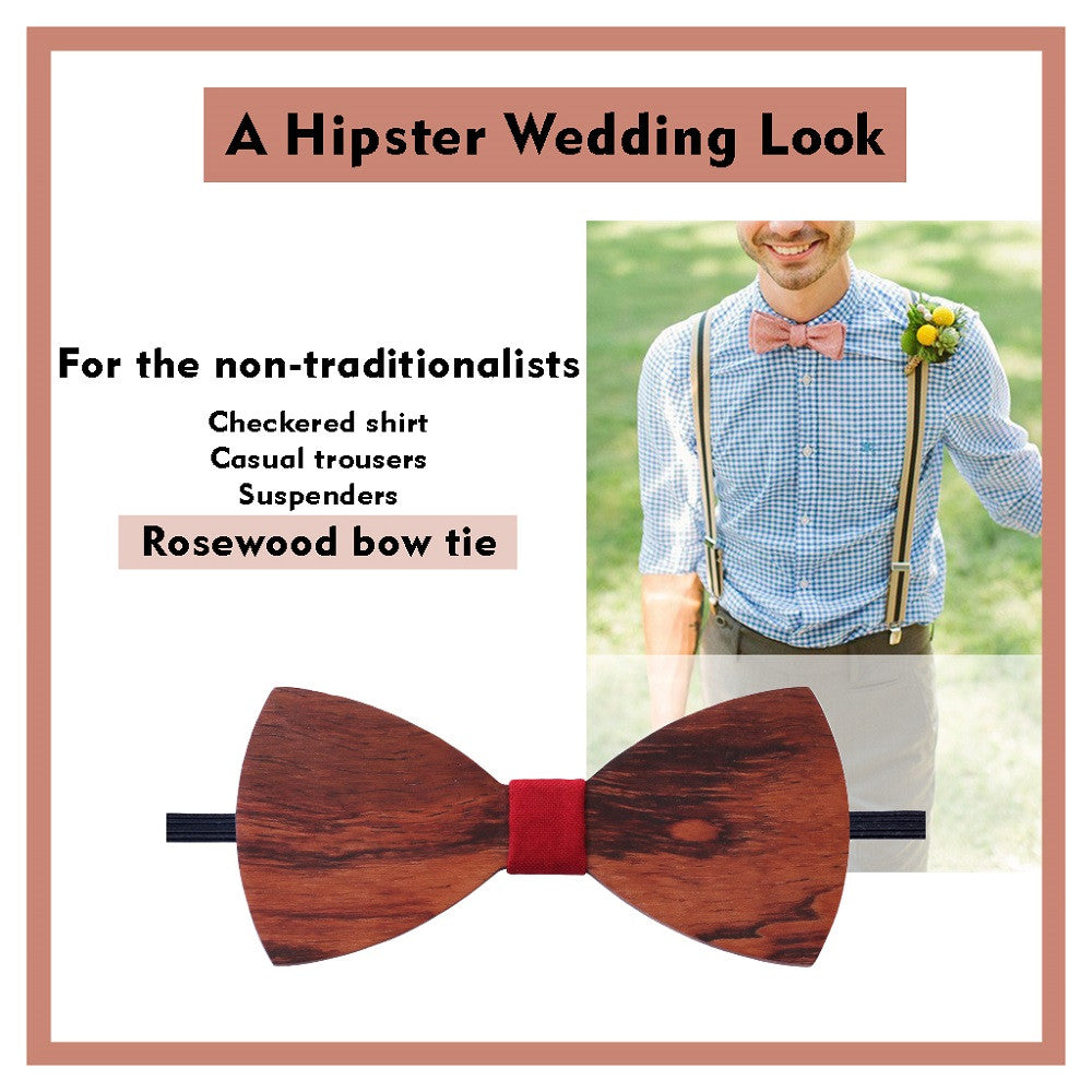 Hipster Wedding - Wooden Bow Tie - Red Bow Tie - Wedding Bow Tie - Woodgeek Store