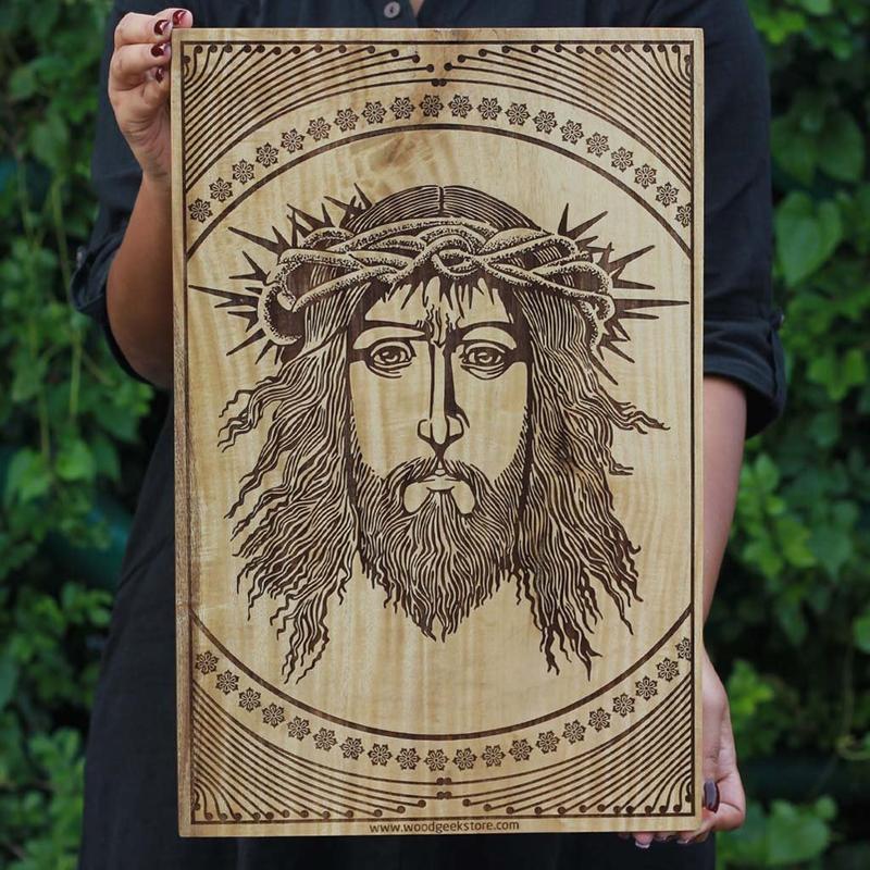 Wooden Poster - Jesus Wood Poster Online - Best Christmas Gift - Wood Art - Wall Posters Online - Carved Wooden Posters - Woodgeek - Woodgeekstore