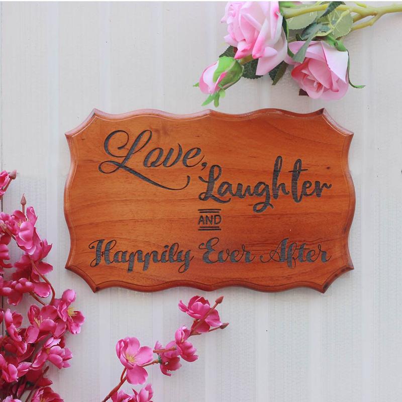 Love, Laughter And Happily Ever After Wooden Signs - Wood Carved Signs - Wooden Signs With Sayings - Wood Engraved Products - Home Decor - Wood Engraved Products - Wooden Items Online - Top Selling Woodworking Items - Woodgeek - Woodgeekstore