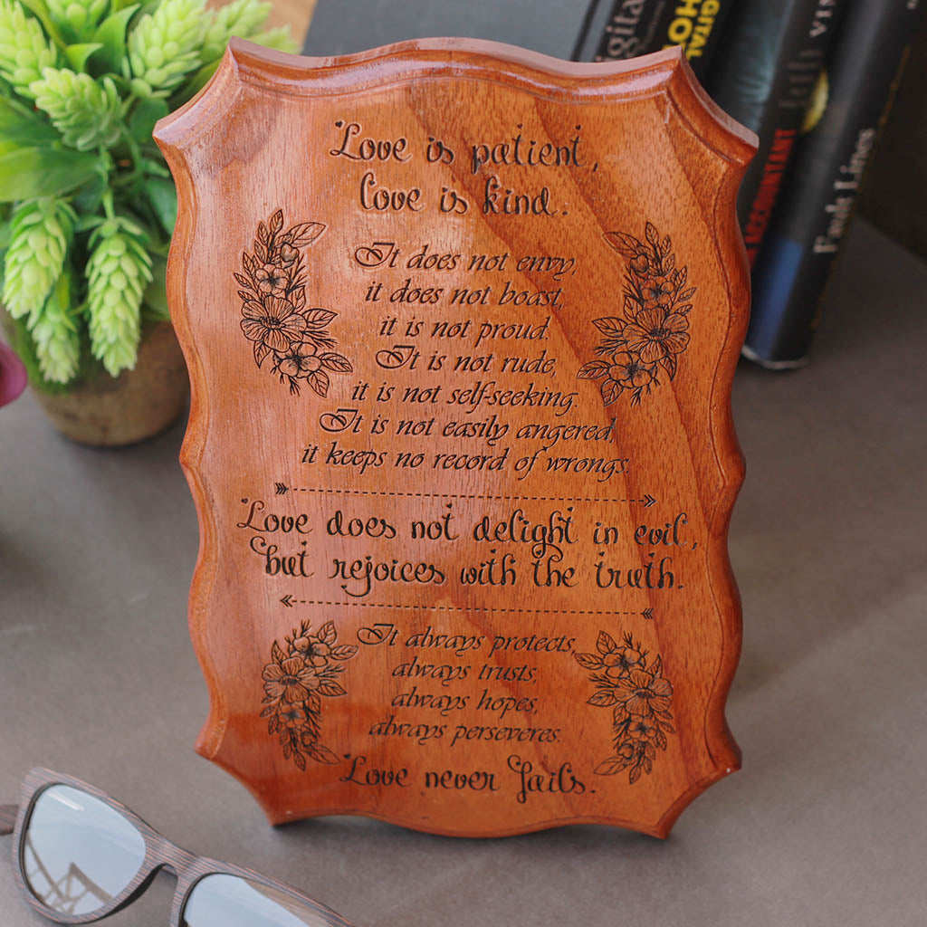 Love is Patient, Love Is Kind- Love quotes- Wooden Gift Items- Engraved gifts- Wedding Gifts- Woodgeek Stores