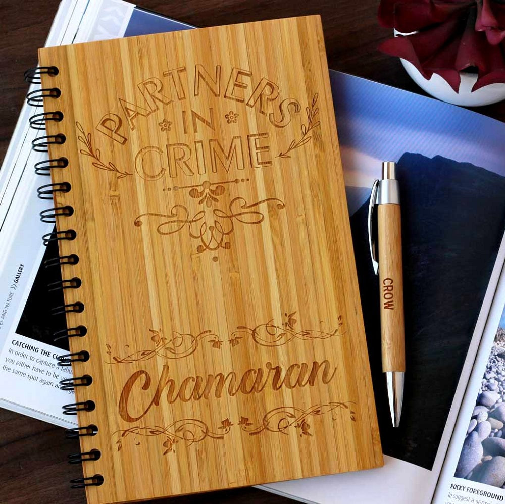 Partner in crime notebook for friends - Birthday Presents - Friendship Gifts - Birthday Gifts for Friends - Woodgeek store