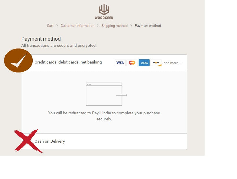 Payment Process at Woodgeek Store