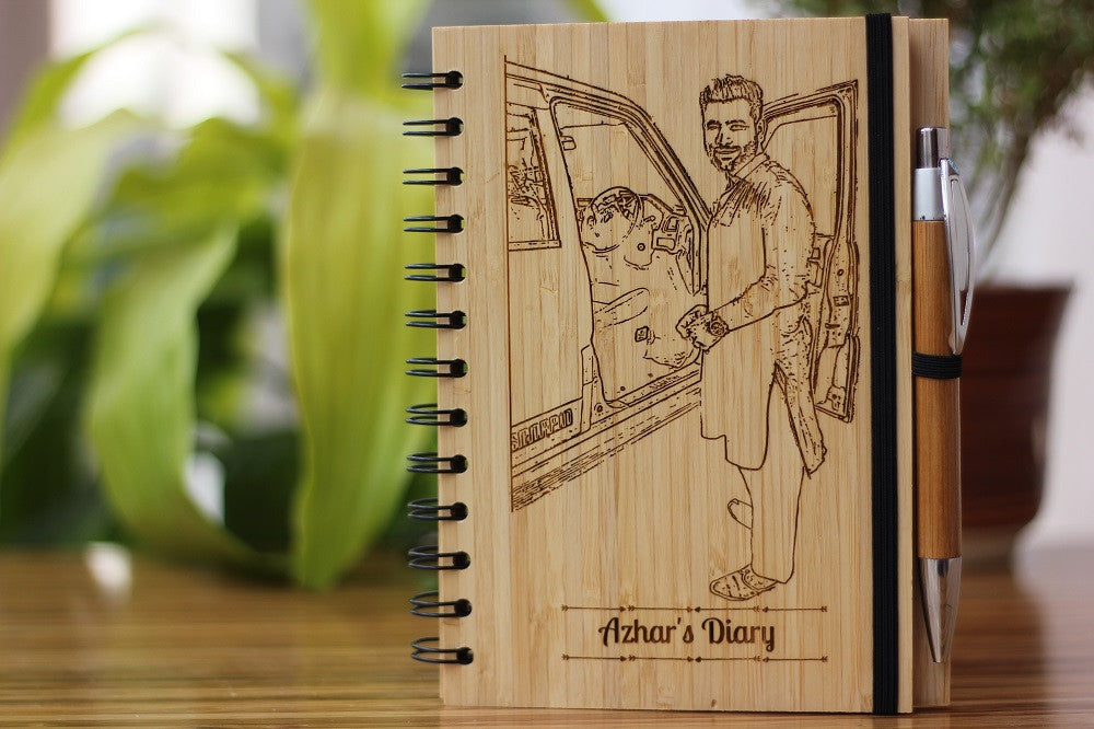 Custom wood personal diary - Customized Wooden Notebook - Woodgeek Store