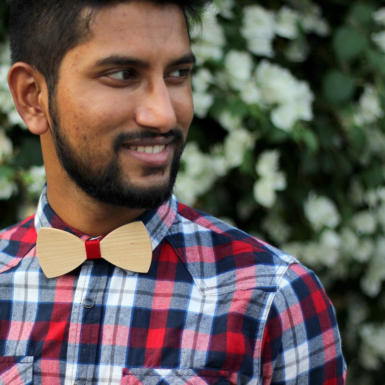 Birch Wood Bowtie customized with name or initials or any text - Woodgeek Store