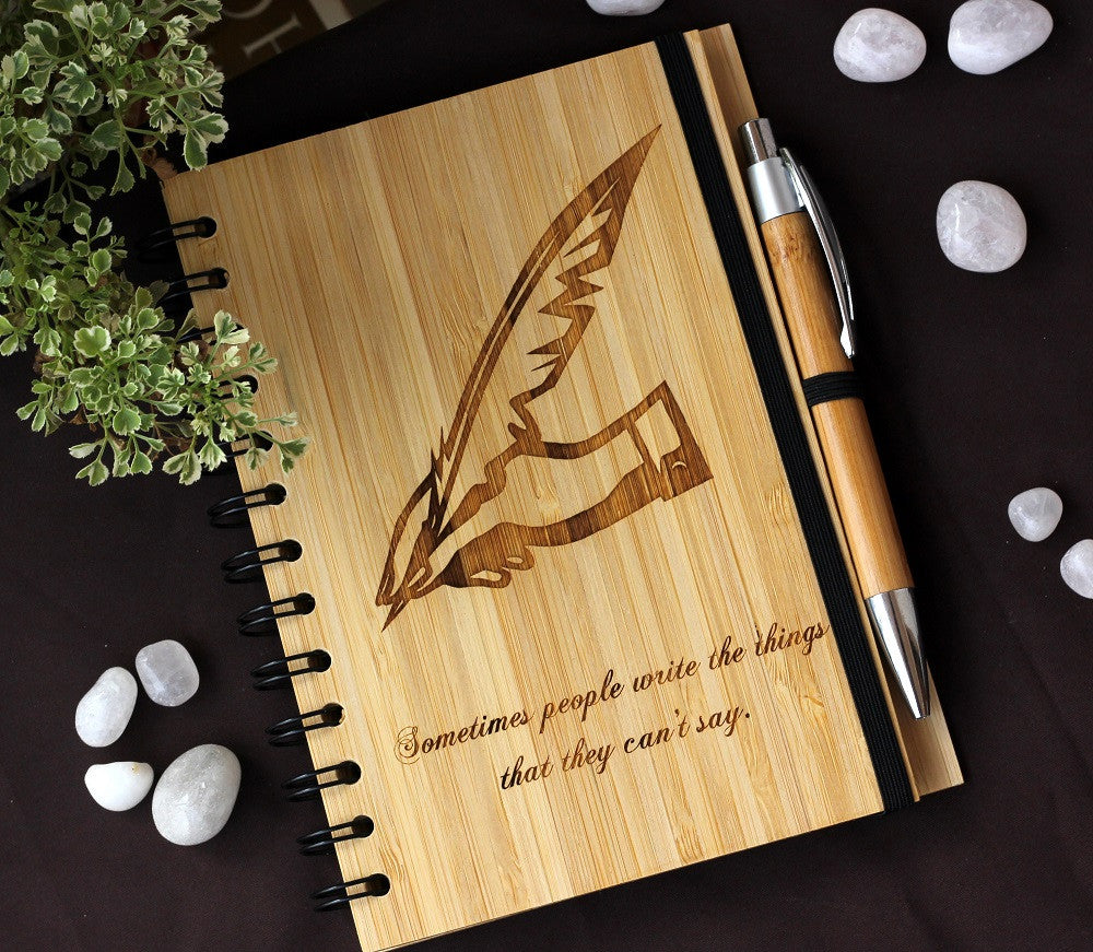 A Feelings Journal - custom bamboo wood notebook - Woodgeek Store