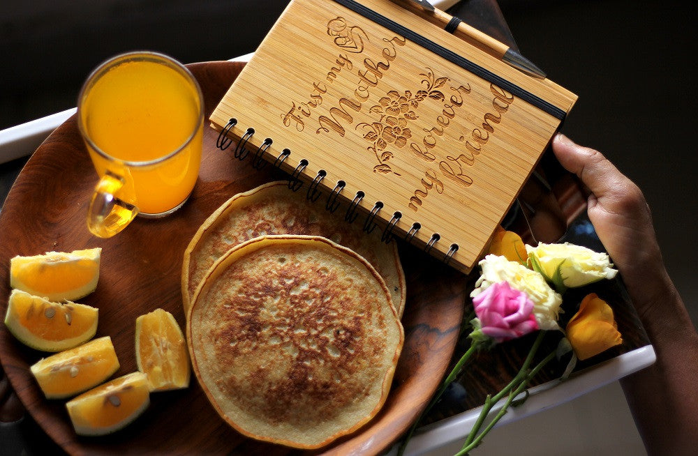 Mother's Day Gifts - Surprise your mother with breakfast and personalized wooden notebook - Woodgeek Store