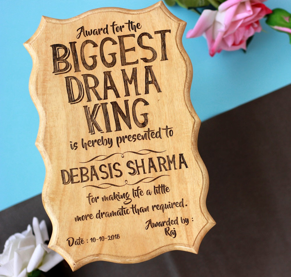 Gifts for Brothers - Gifts for Sisters - Rakhi Gifts - Personalised Gifts - Custom Certificates - Biggest Drama Queen Award - Woodgeek Store