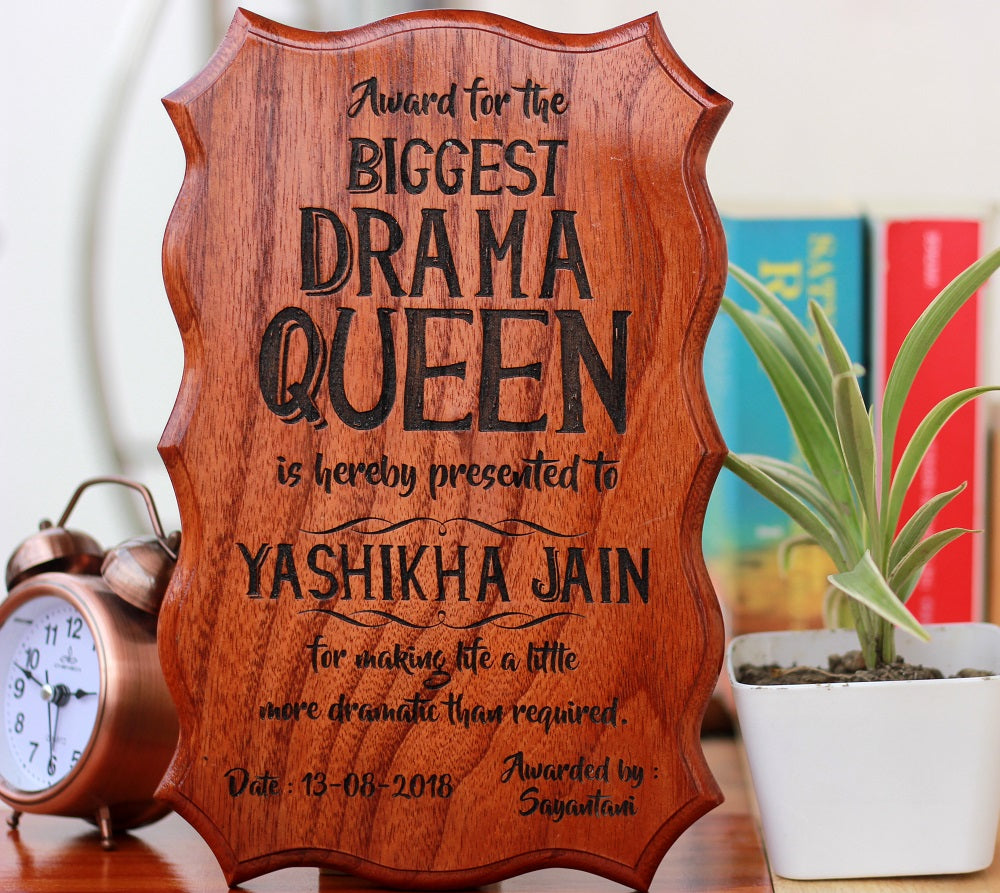 Gifts for Brothers - Gifts for Sisters - Rakhi Gifts - Personalised Gifts - Custom Certificates - Biggest Drama Queen Award - Woodgeek Store