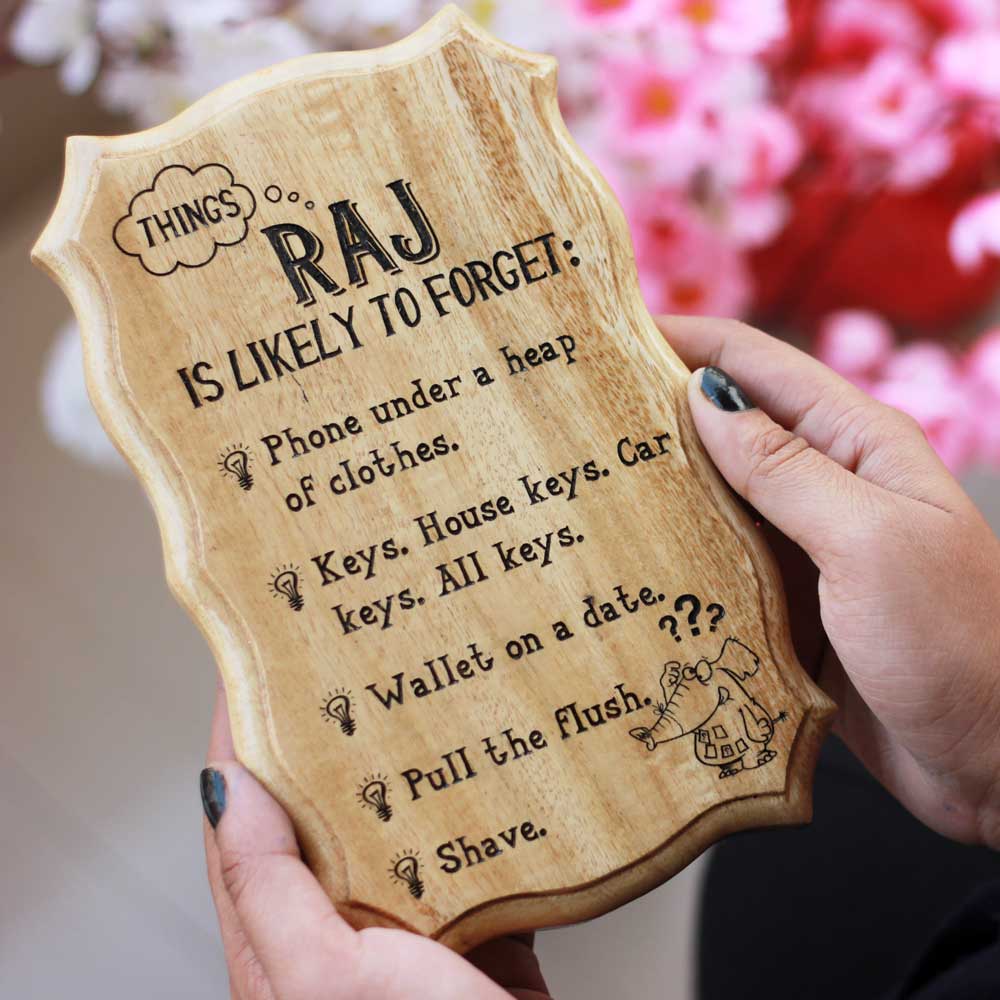 Things You Are Likely To Forget Wood Engraved Sign - what to give someone who loses everything - most likely to forget gifts - Personalized Wood Signs - Wooden Wall Signs - Custom wood engraving gifts - Gifts for friends - Gifts for family - wooden plaques - Woodgeek Store