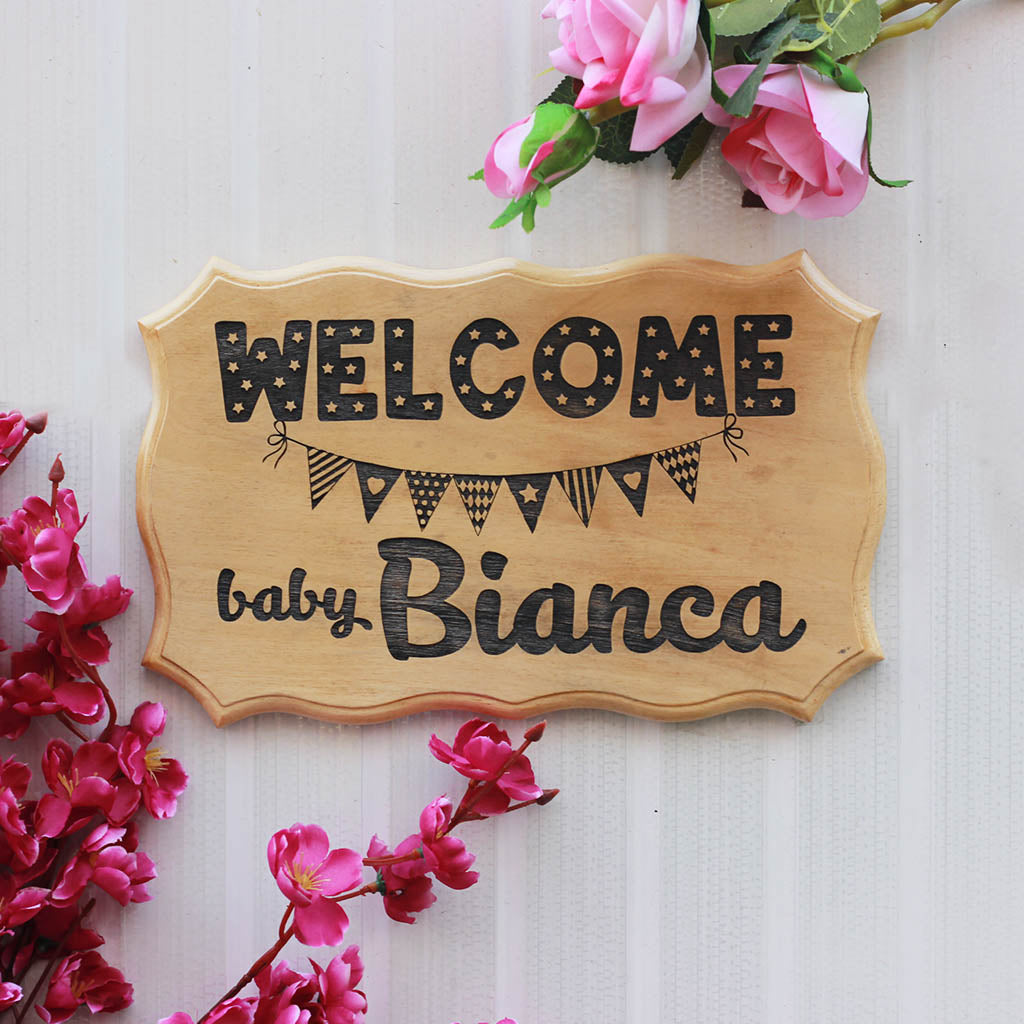 Welcome home baby sign - Baby Shower Welcome Sign in Wood by Woodgeek Store