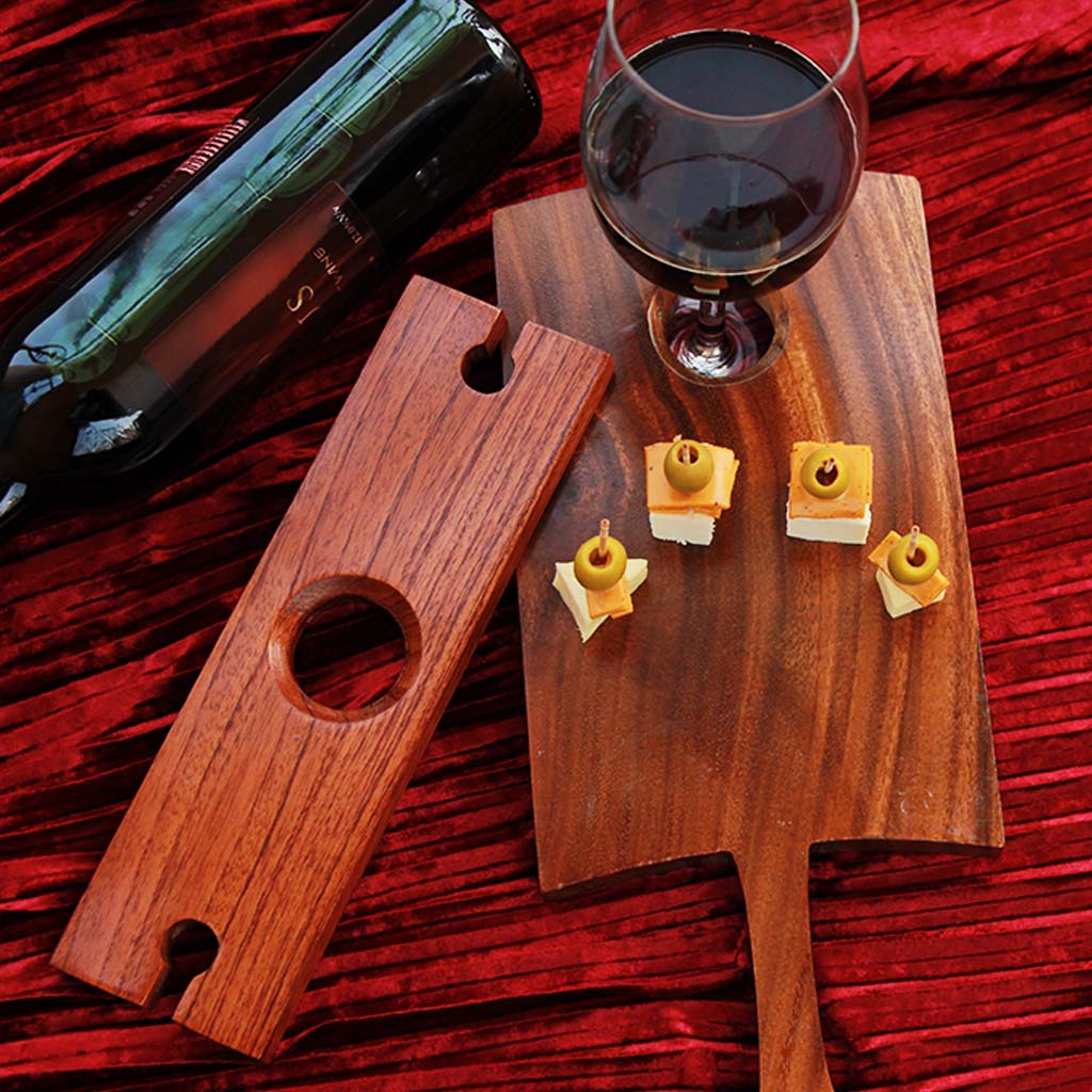 Wooden Wine Bottle & Glass Holder - Wine Tray Glass Holder - Wood Wine Caddy - Wood Wine Caddy with Glasses - Plate with Glass Holder - Wine Glass Caddy - Wine Accessories - Bar Accessories - Wine Gifts - Woodgeek Store