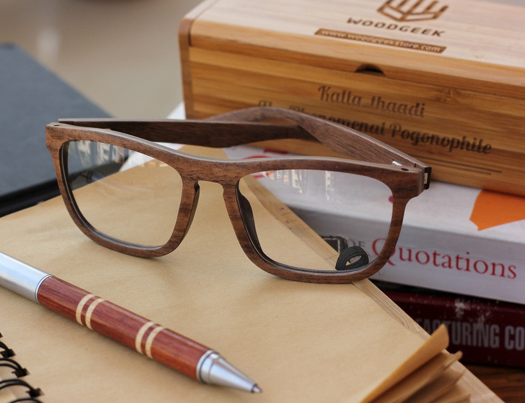 The Entrepreneur Glasses - Custom Wood Frame Glasses - Woodgeek Store