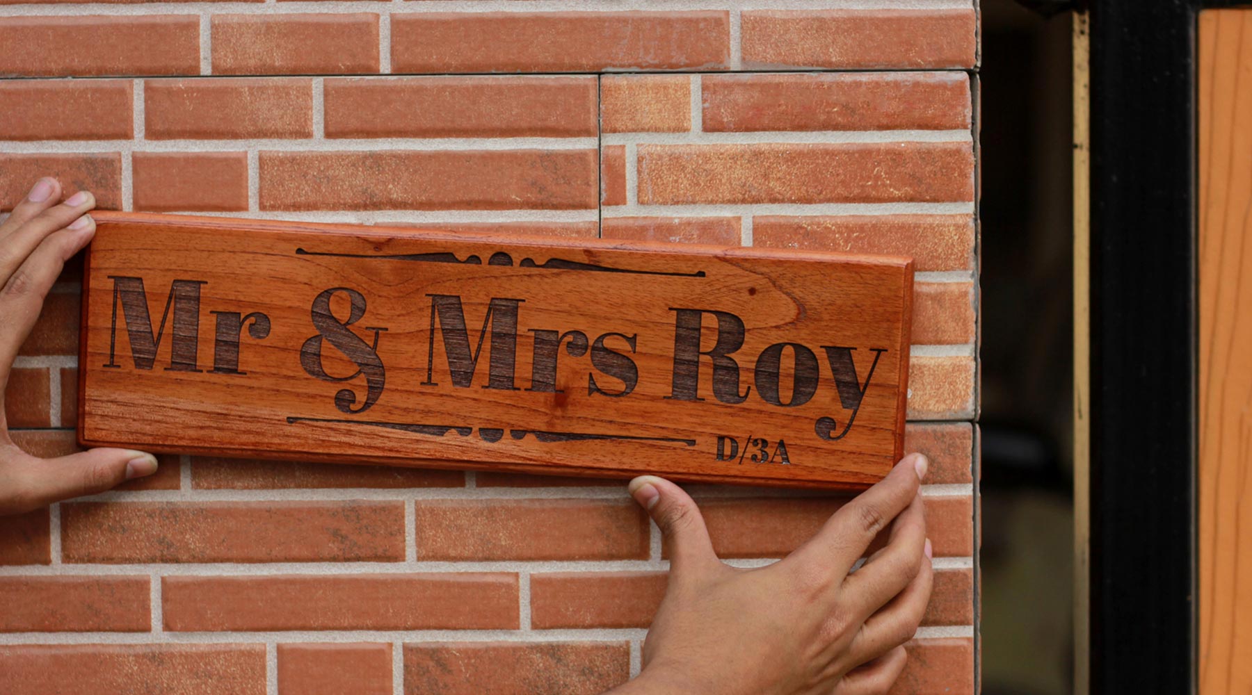 Personalized Mr & Mrs Wood Sign - Wooden nameplates with surname - Gifts for Newly Weds & Couples by Woodgeek Store