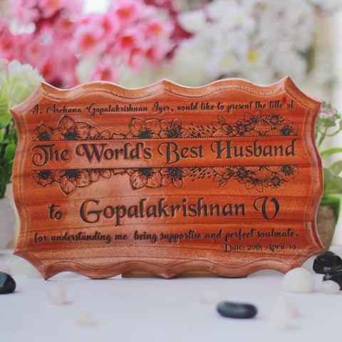 World's Best Husband Wooden Certificate. This Certificate Of Appreciation Makes The Best Anniversary Gifts For Him. Looking For Best Husband Gifts ? This Personalized Gift Makes The Best Gift For The 5th Wedding Anniversary.