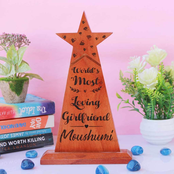 World's Most Loving Girlfriend Star Trophy - Best Girlfriend Award Custom Engraved With Name - Best Gift for Gemini Girlfriend