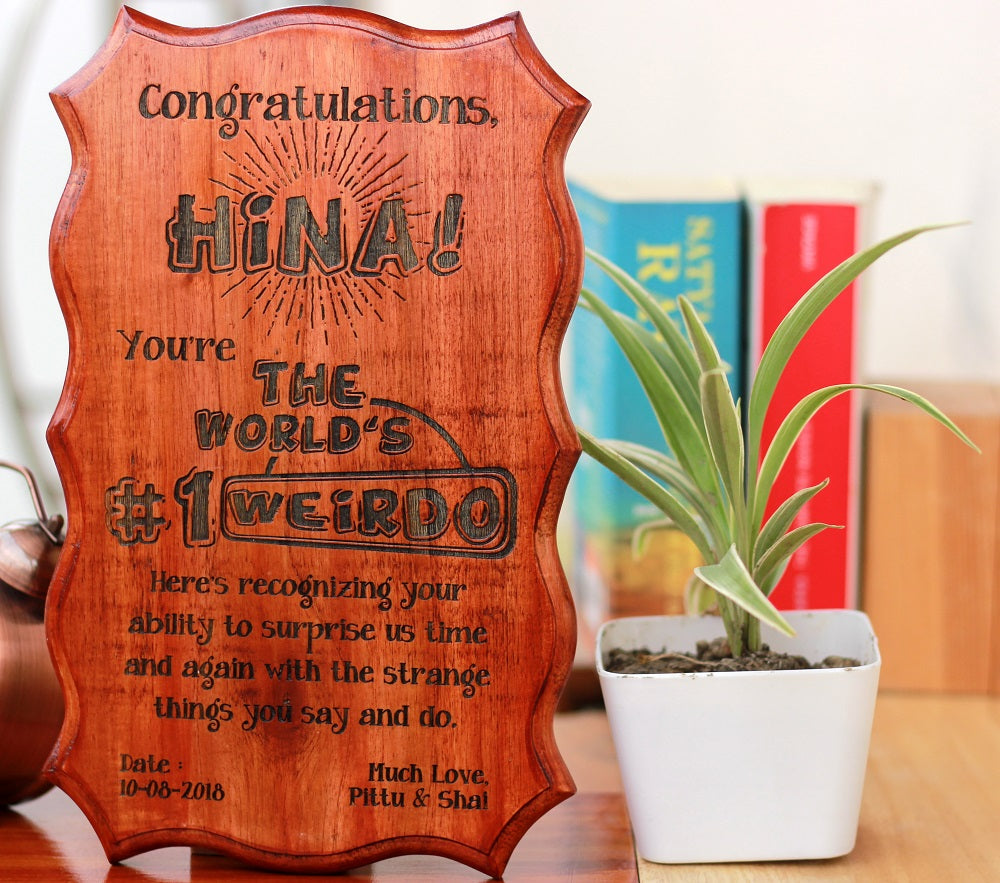 Gifts for Brothers - Gifts for Sisters - Rakhi Gifts - Personalised Gifts - Humorous Certificates of Appreciation - World's No. 1 Weirdo Award - Woodgeek Store