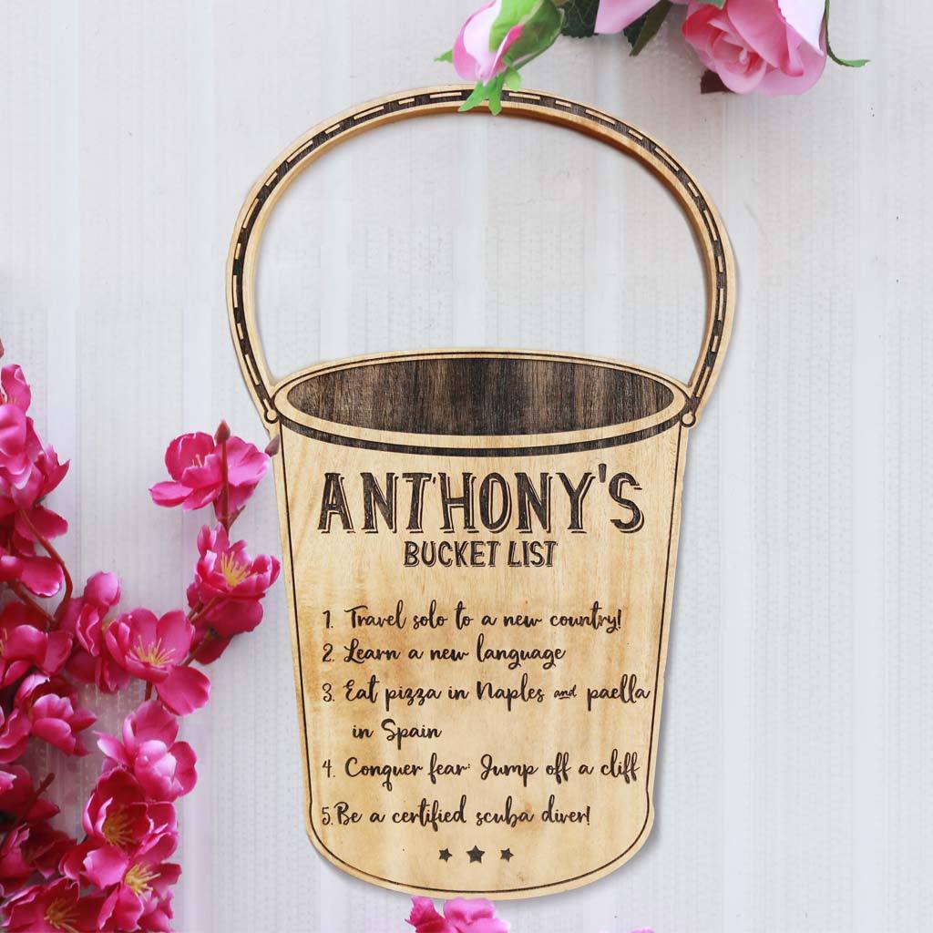 Bucket List Bucket - Rustic Wood Signs - Bucket List - Life Goals List Ideas - Unique Bucket List Ideas - Woodgeek - Woodgeekstore