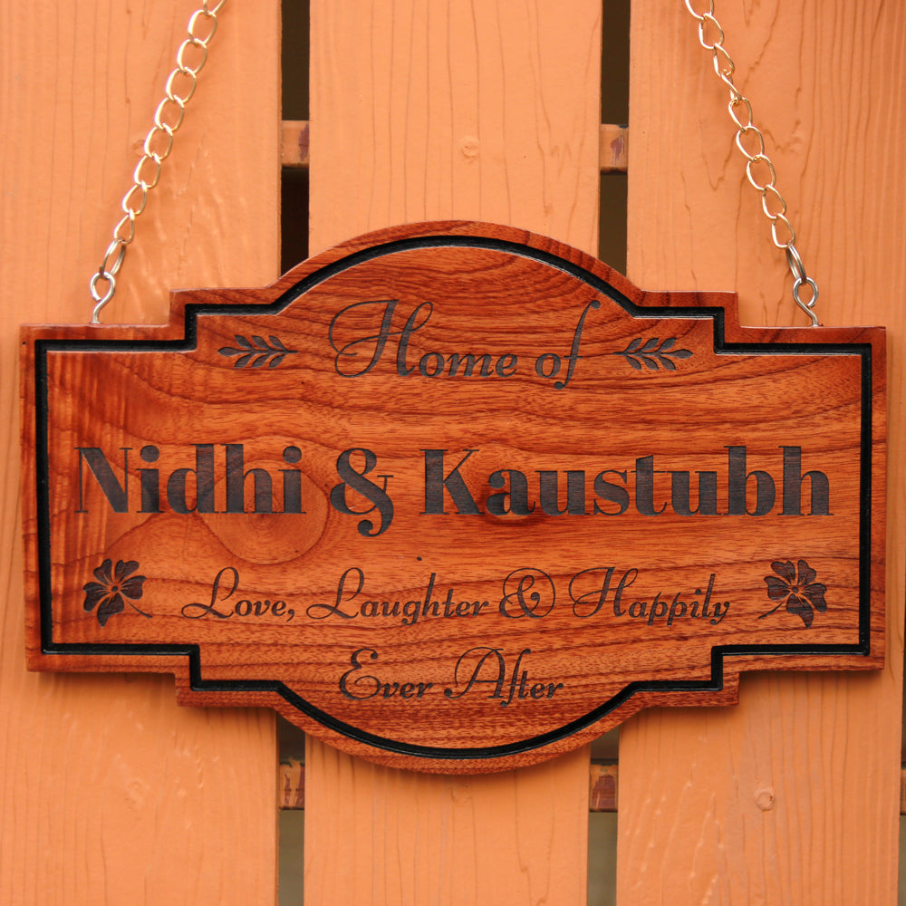 Family Name Signs For Outdoors - Name Board Online - Custom Hanging Name Signs - Hanging Wooden Board For Couples - Valentine's Day Gifts For Men - Valentine's Day Gifts For Women - Unique Gift Ideas - Romantic Gifts Online - Wood Engraved Gifts - Manufactured Wood Products - Personalised Wooden Gifts - Woodgeek - Woodgeekstore