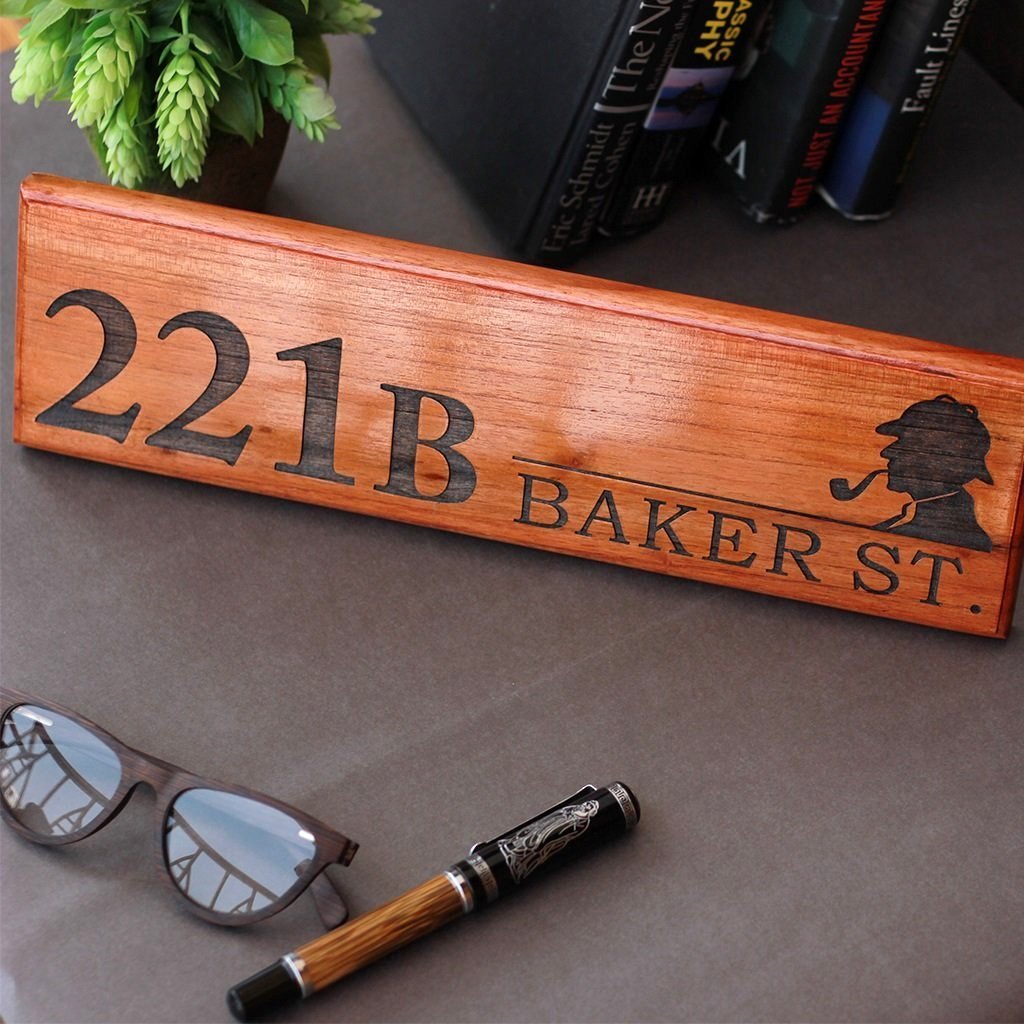 221b Baker Street Sherlock Holmes House Nameplate Wooden Door Sign Woodgeekstore