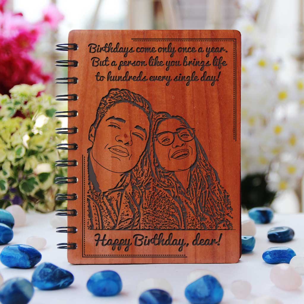 Birthday Wishes For Friend| Wooden Notebook| Birthday Gift| Photo ...