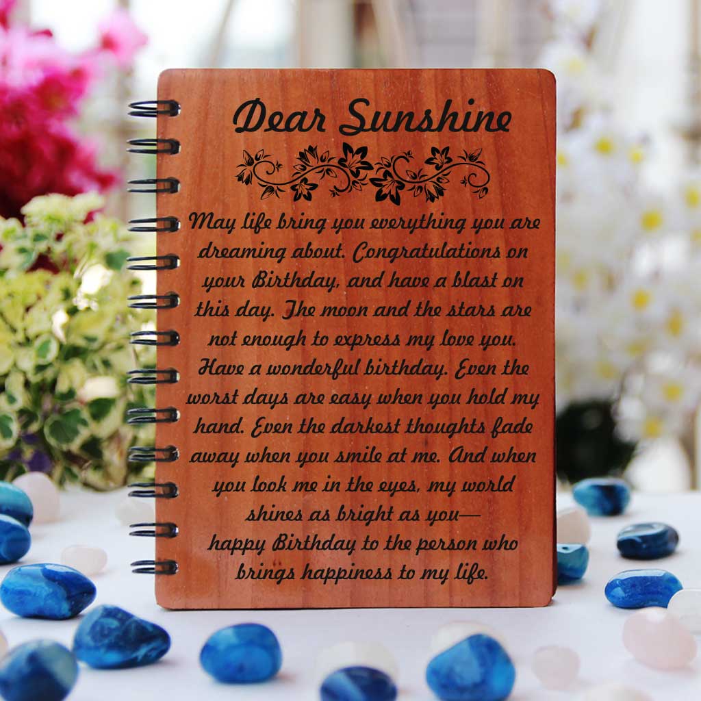 Birthday Wishes For Lover Engraved On Wooden Notebook | Birthday ...