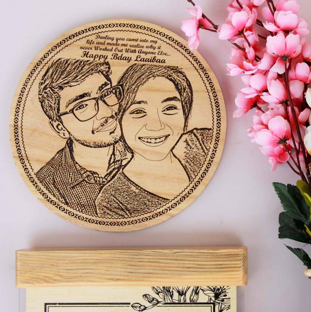 Photo Engraved Wood Frame With Romantic Birthday Wishes| Photo on ...