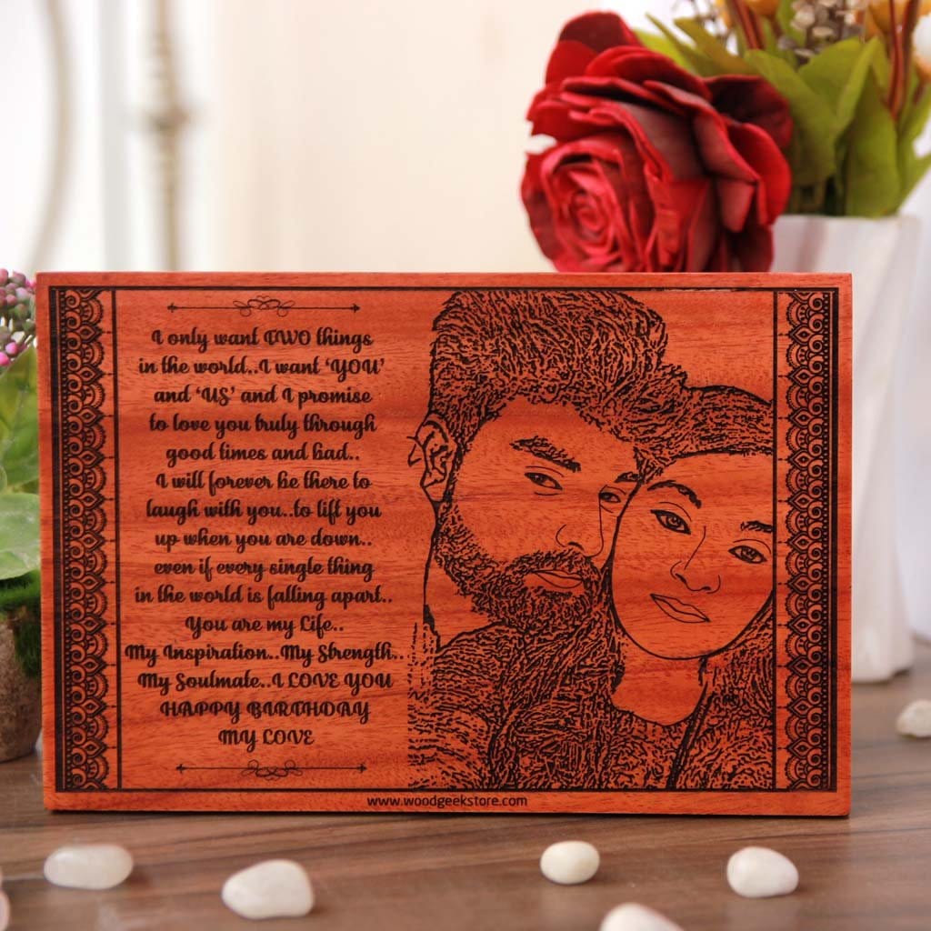 Happy Birthday My Love Engraved Wooden Frame | Romantic Birthday ...