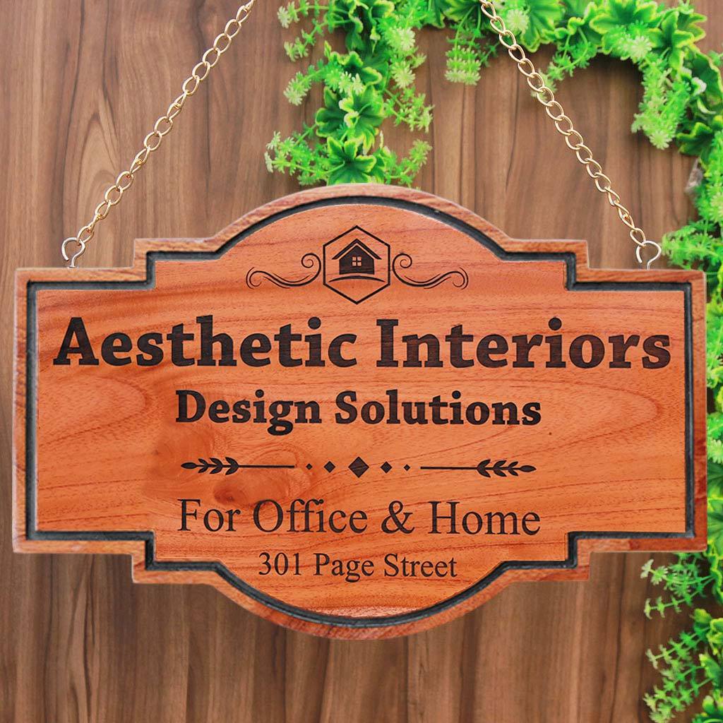 Office Name Plates For Interior Designers| Business Sign| Hanging Wood