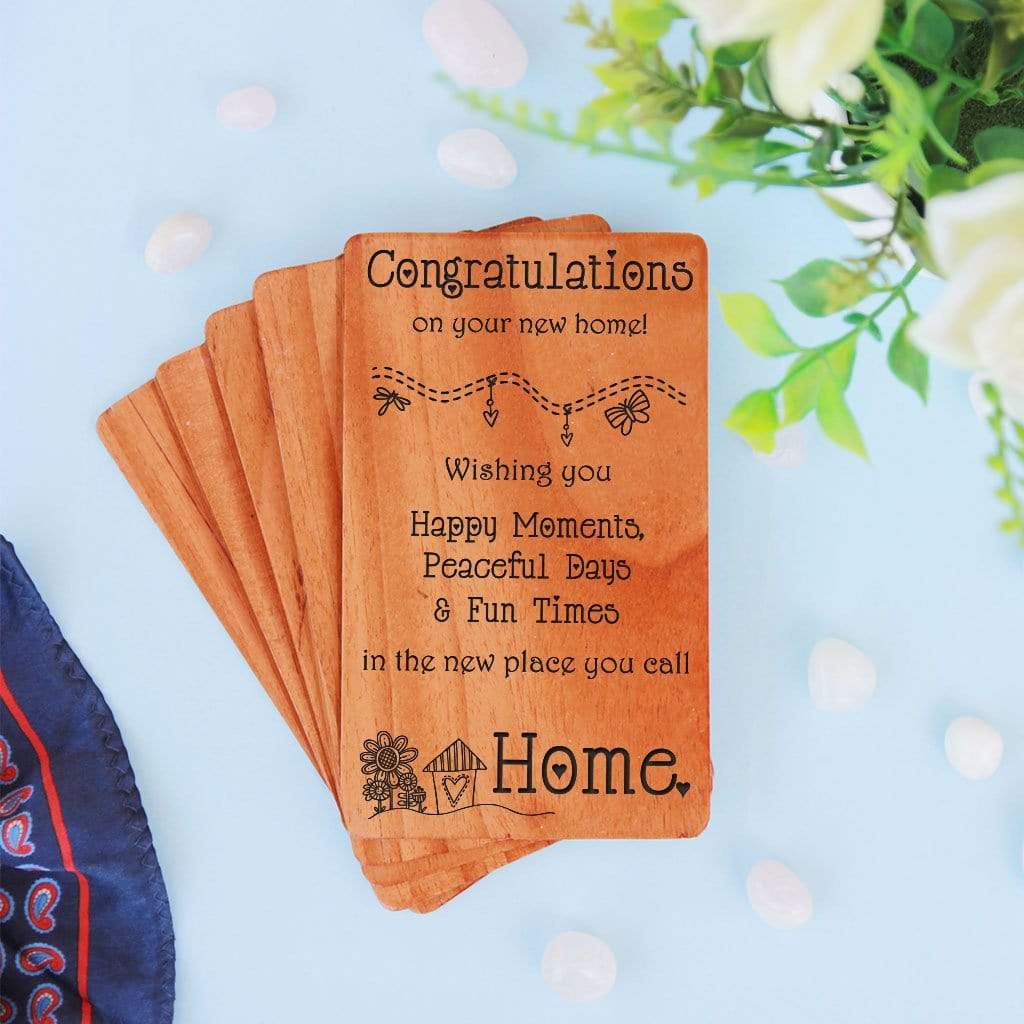 New Home Wooden Cards House Warming Wishes New Home Announcement