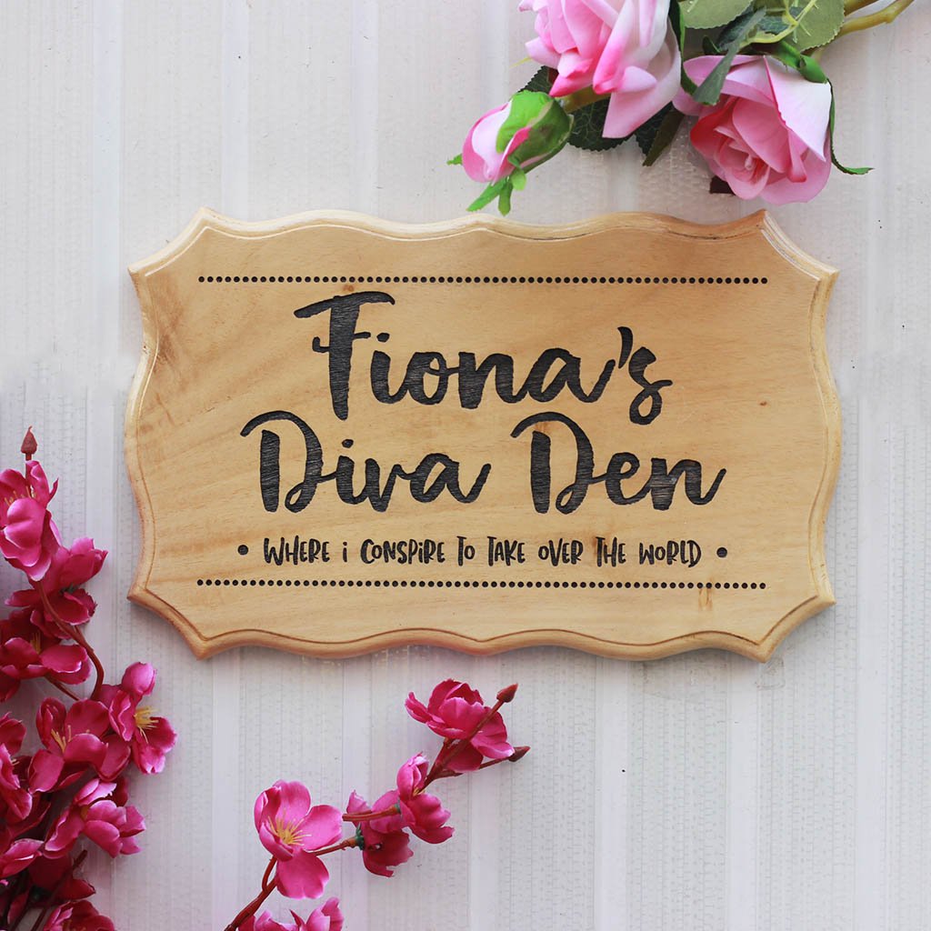 Personalized Diva Den Wooden Room Sign