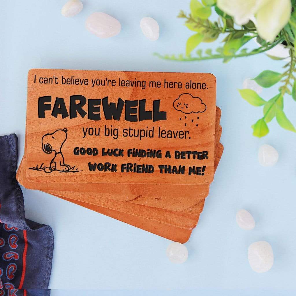 farewell card: set of personalized wooden cards