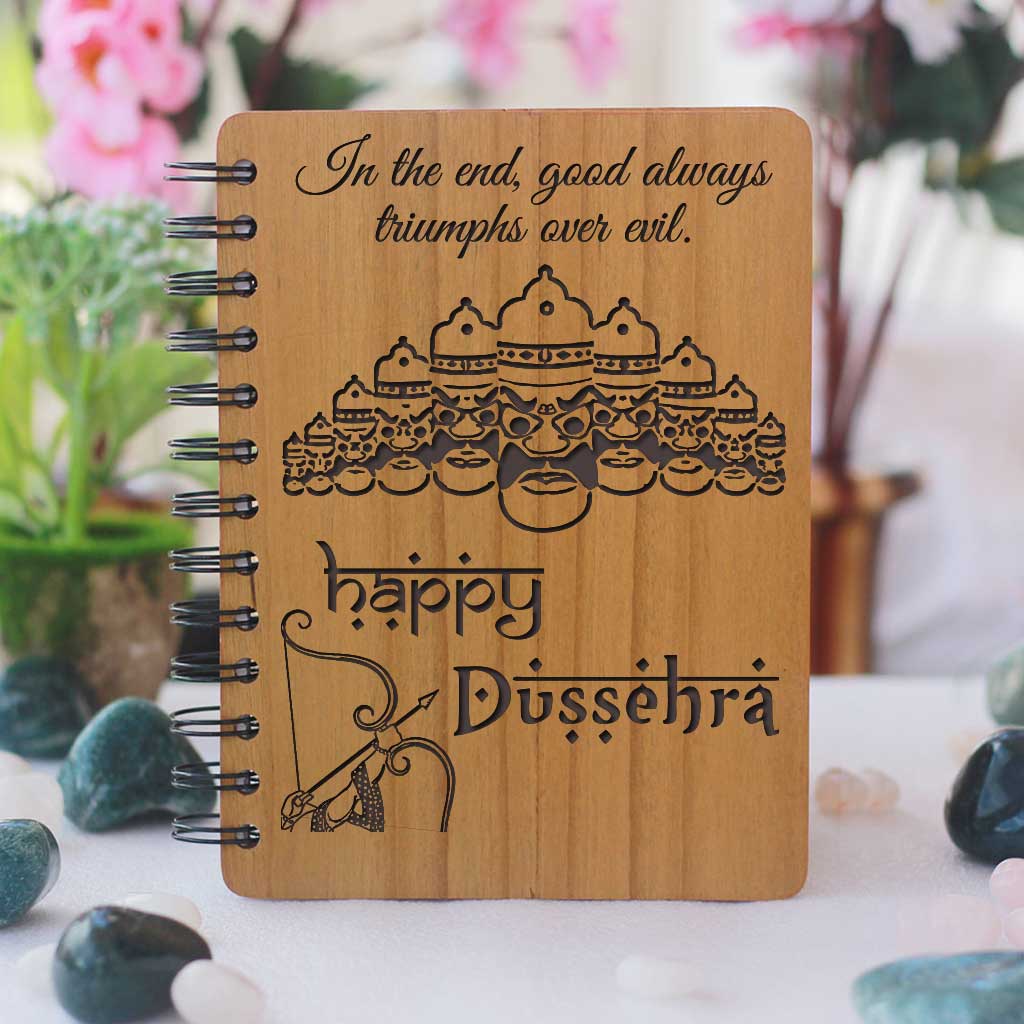 Happy Dussehra Wooden Notebook | Dussehra Wishes | Dussehra Gift ...