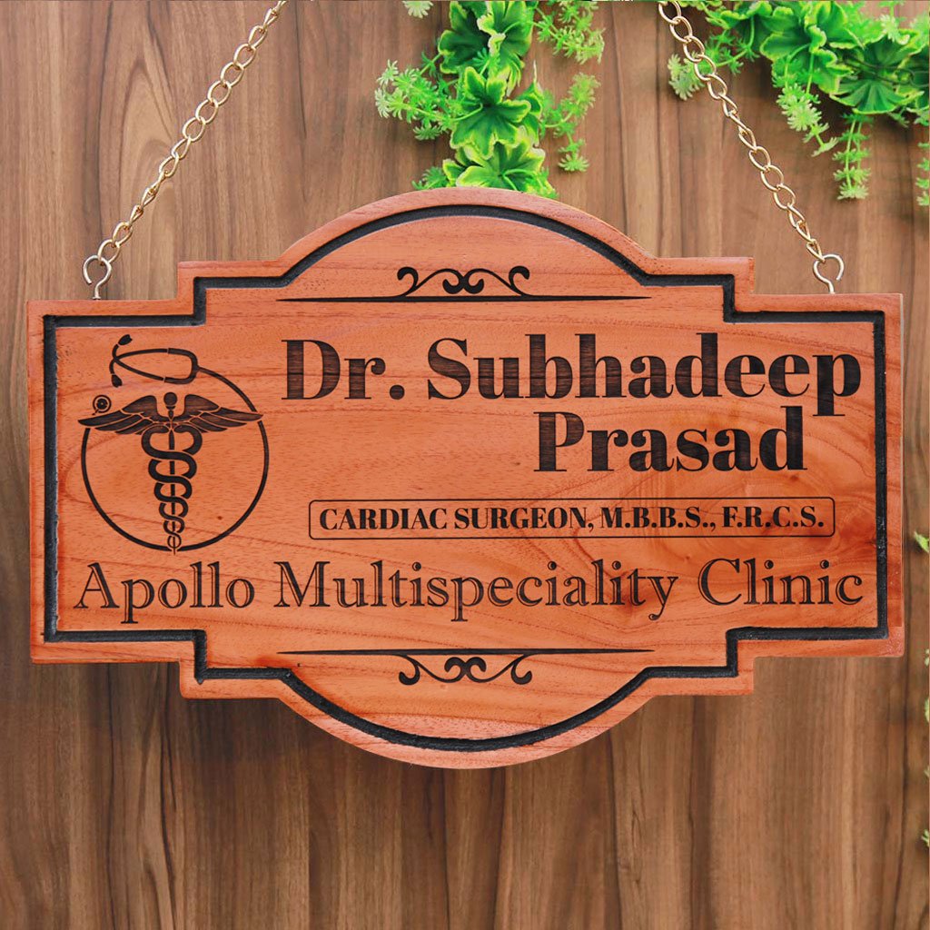 Doctor Name Plate Hanging Wooden Signs Gifts For Doctors