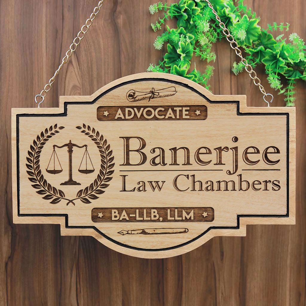 Hanging Wooden Business Sign - Gifts For Lawyers- Advocate Name ...