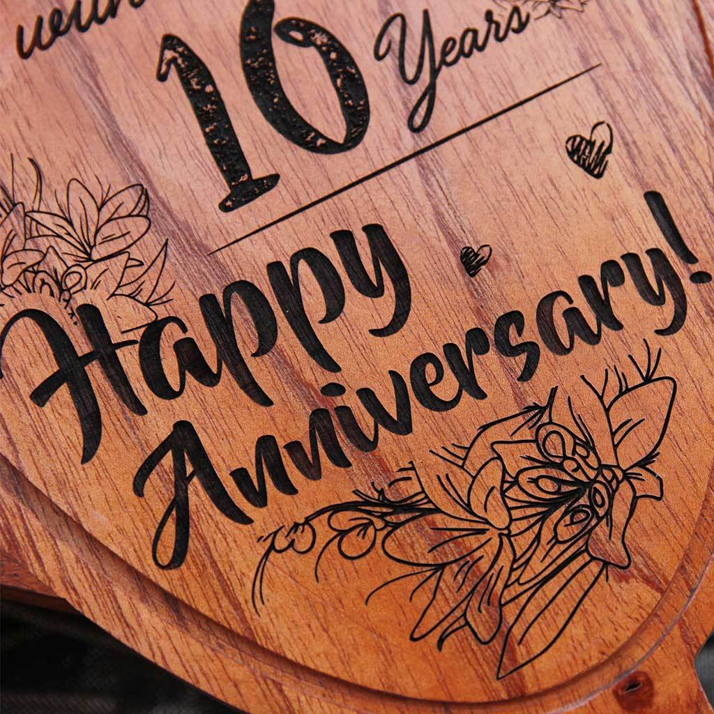 Happy Anniversary Wooden Trophy & Award - Gifts for Husband & Wife ...