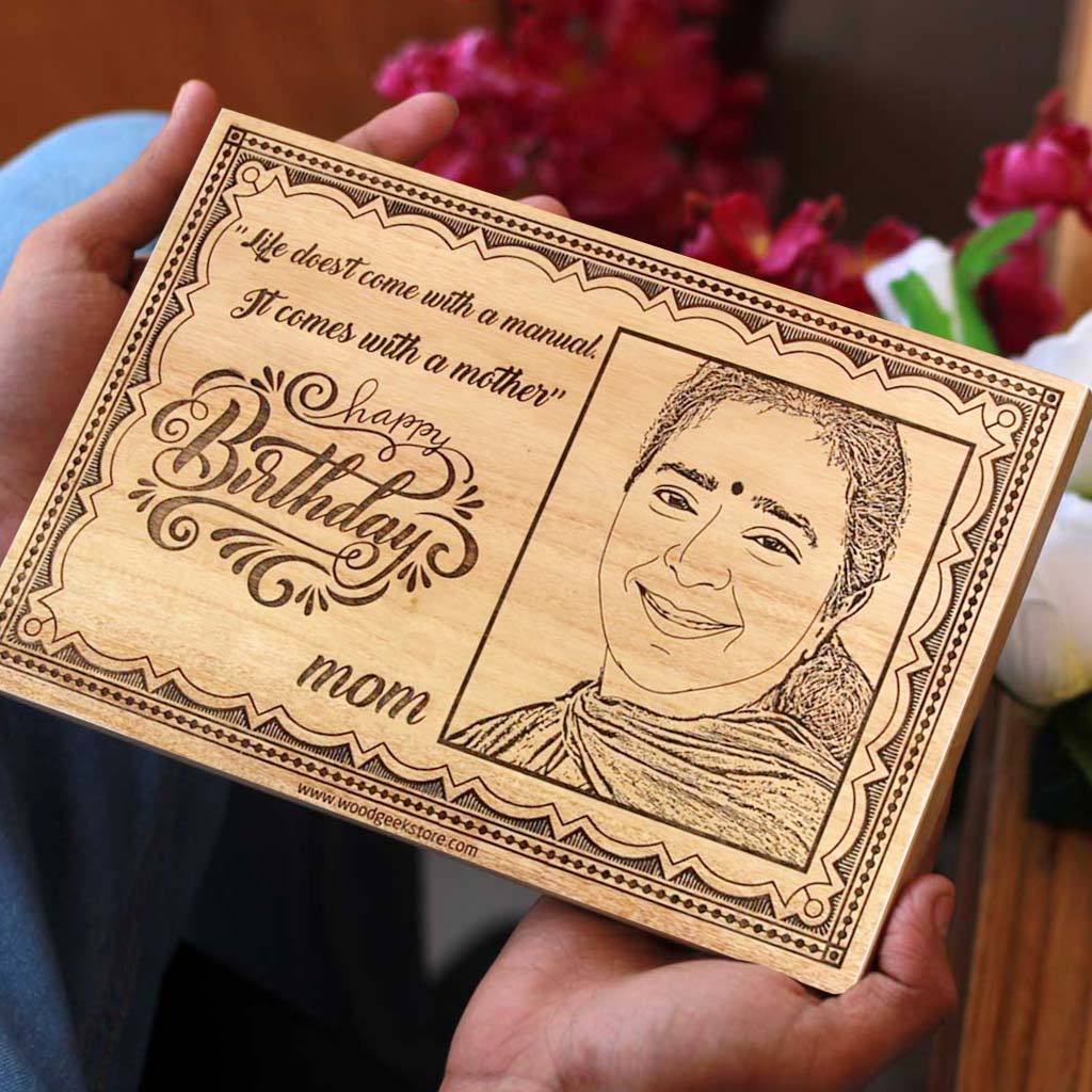 Happy Birthday Mom Engraved Wooden Frame | Birthday Gifts For Mom ...