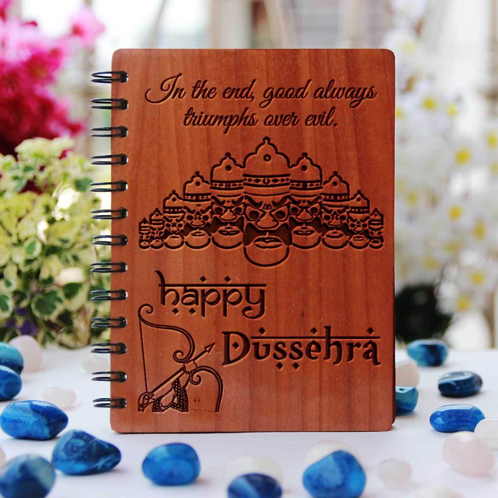 Happy Dussehra Wooden Notebook | Dussehra Wishes | Dussehra Gift ...