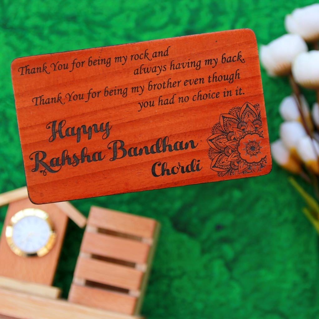 Customize Your Own Wooden Rakhi & Greeting Card Set Of 5| Rakhi ...